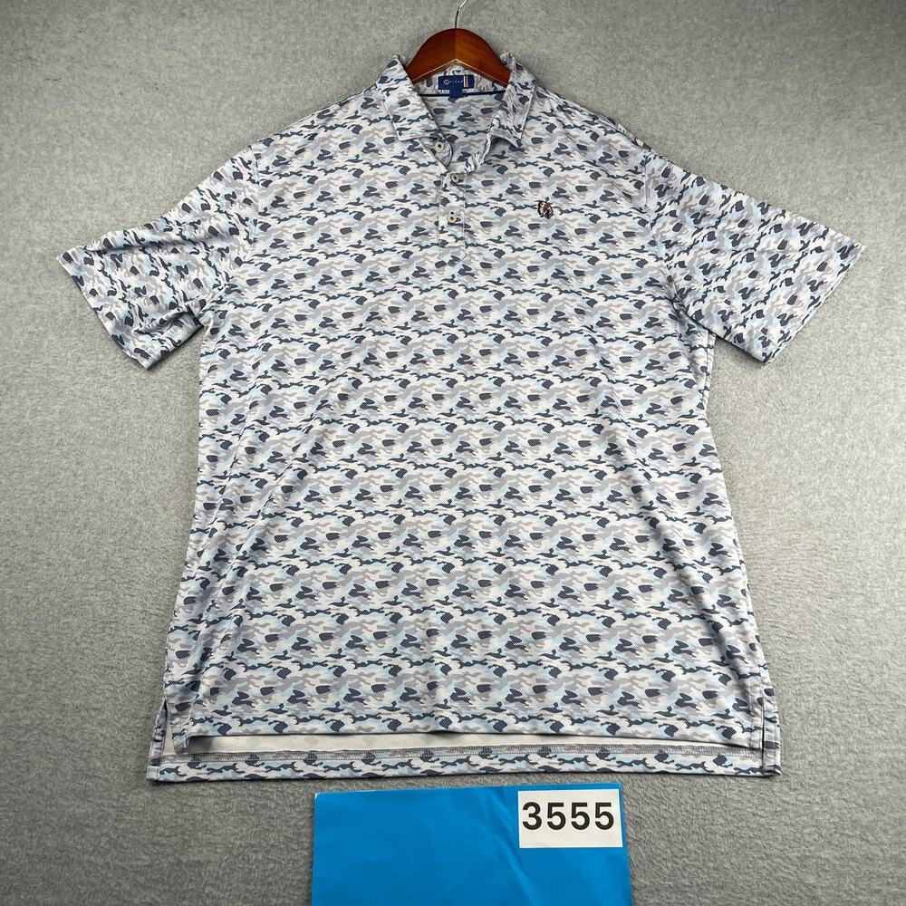 Stitch Polo Shirt Blue Gray Camouflage Print Performance Golf Casual  XL
